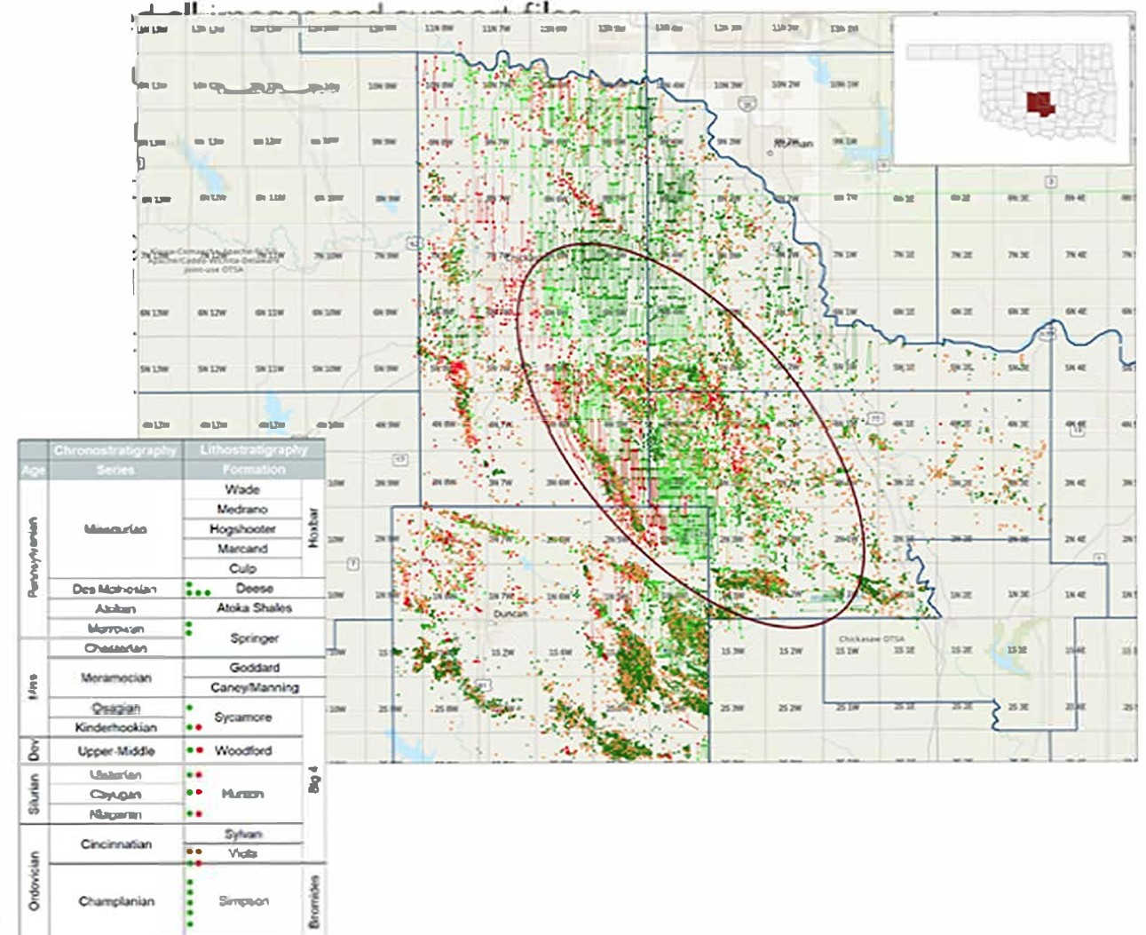 Red Rocks Resources oil & gas operations map of the Golden Trend in Central Oklahoma